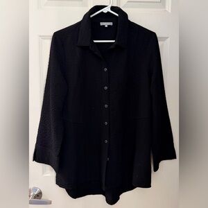 Habitat Textured Relaxed Fit Button Up Blouse, Black, M